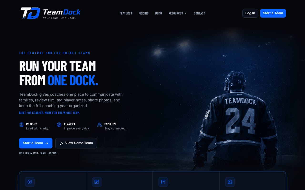 TeamDock Homepage screenshot